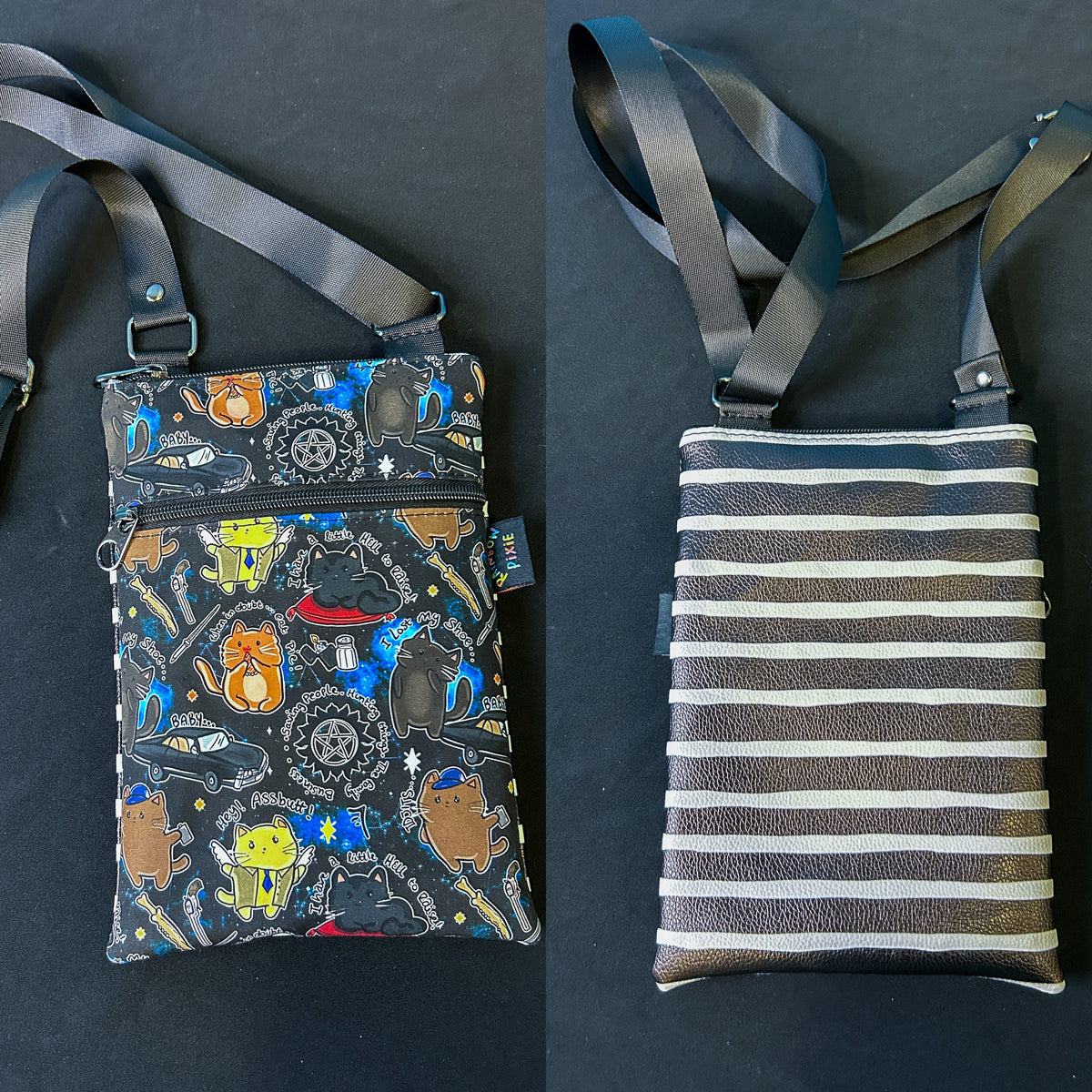 Supernatural Cats Small Crossbody Bag — Striped Back
