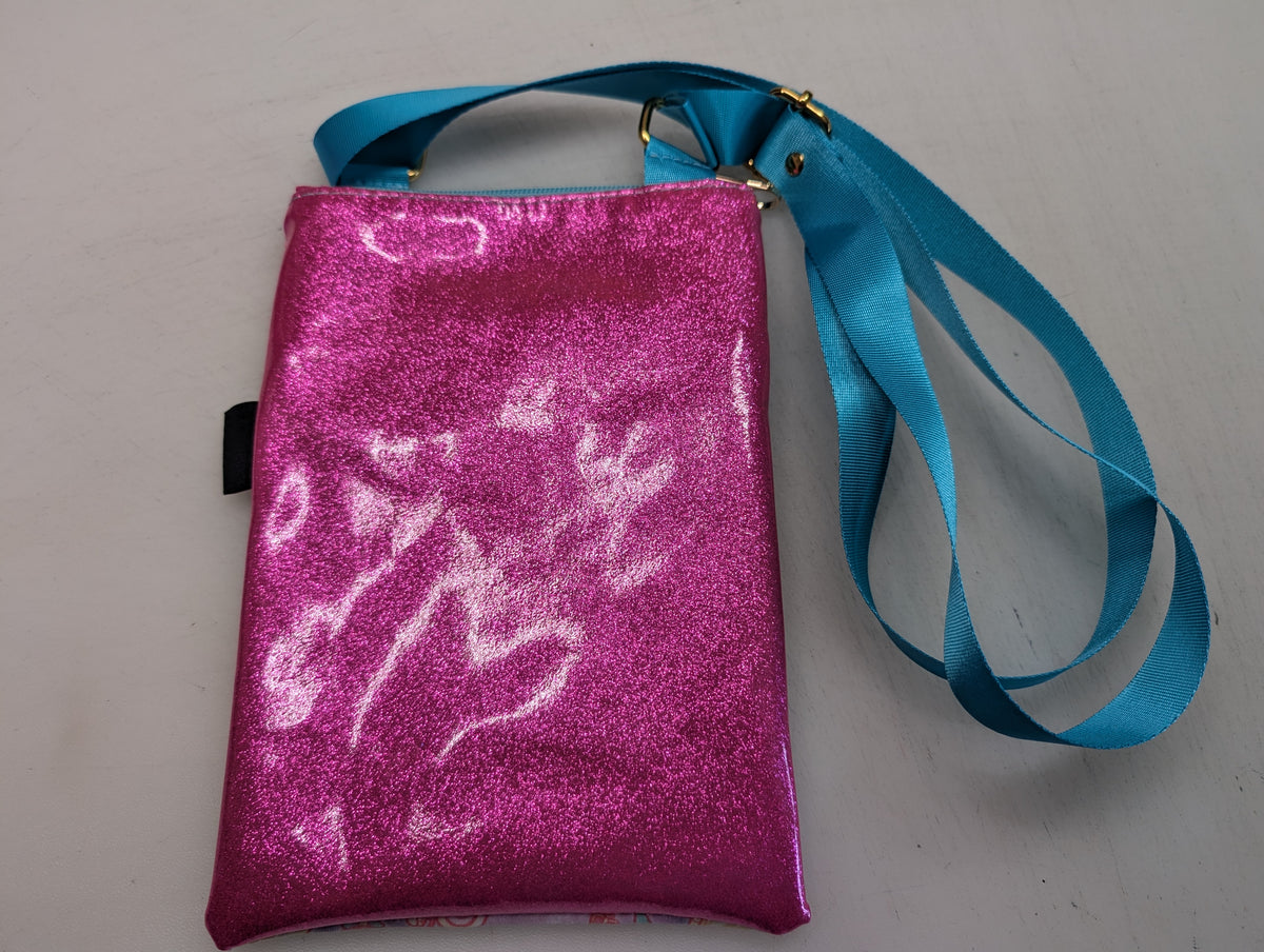 sailor moon themed small crossbody bag with pink glitter Back