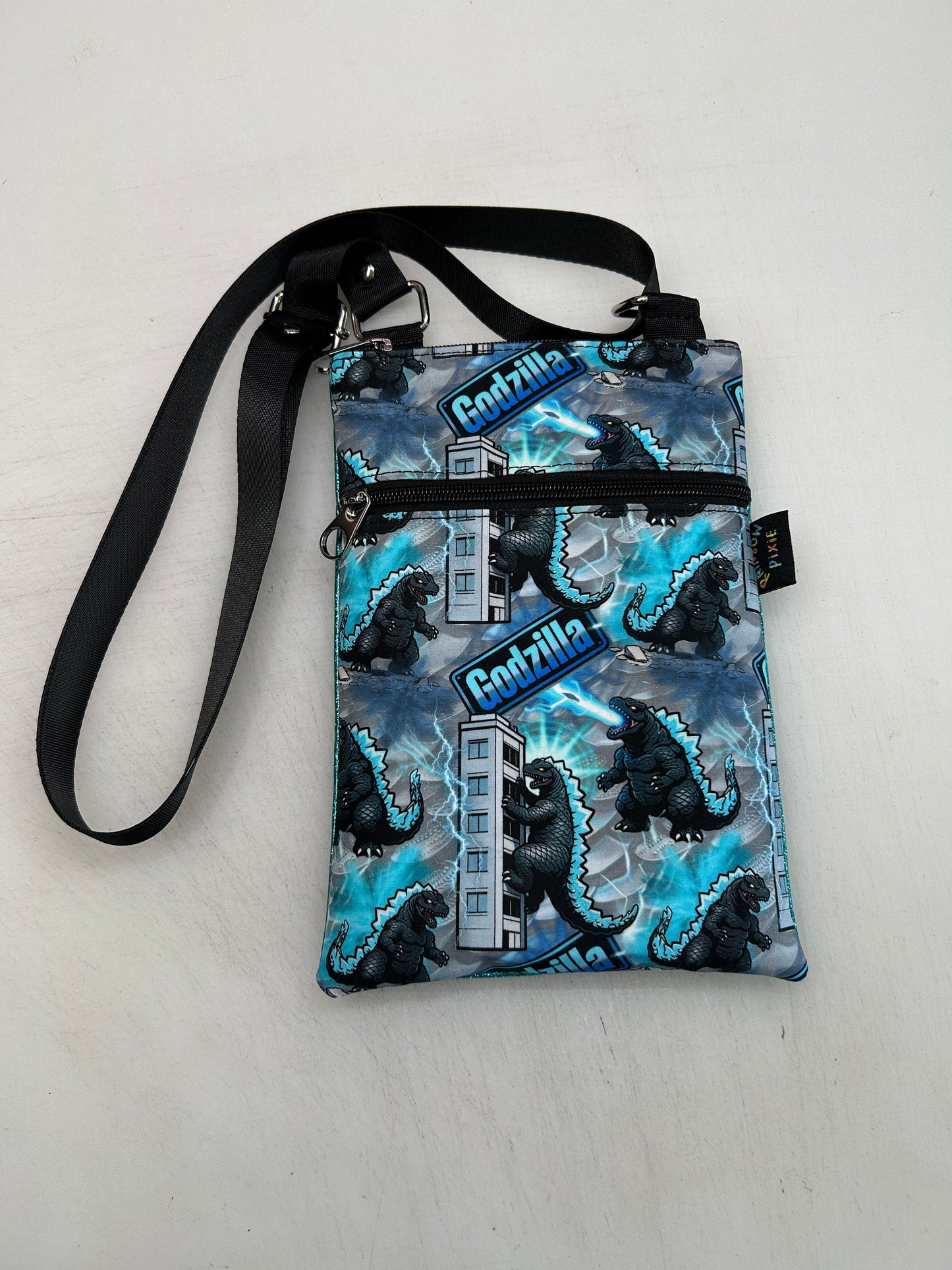 Godzilla themed small crossbody bag