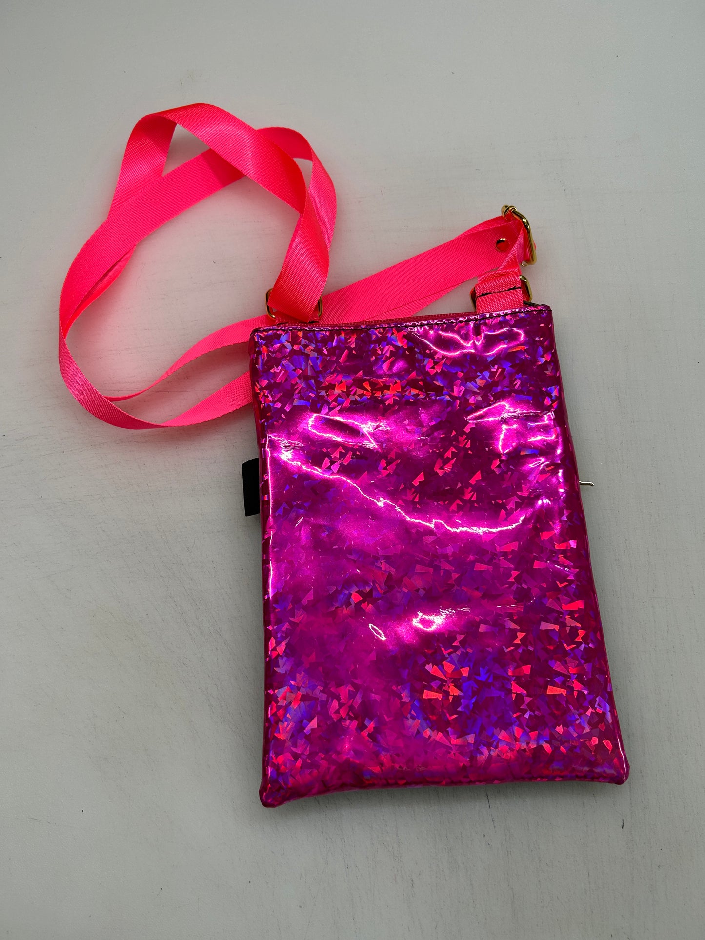 Neon cat themed small crossbody bag