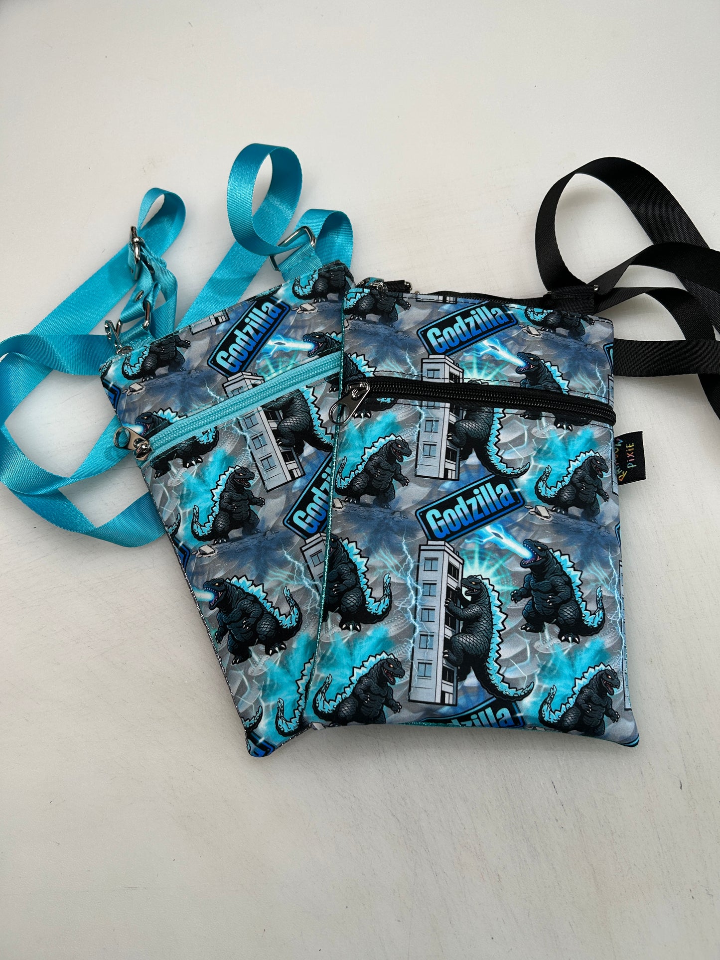 Godzilla themed small crossbody bag