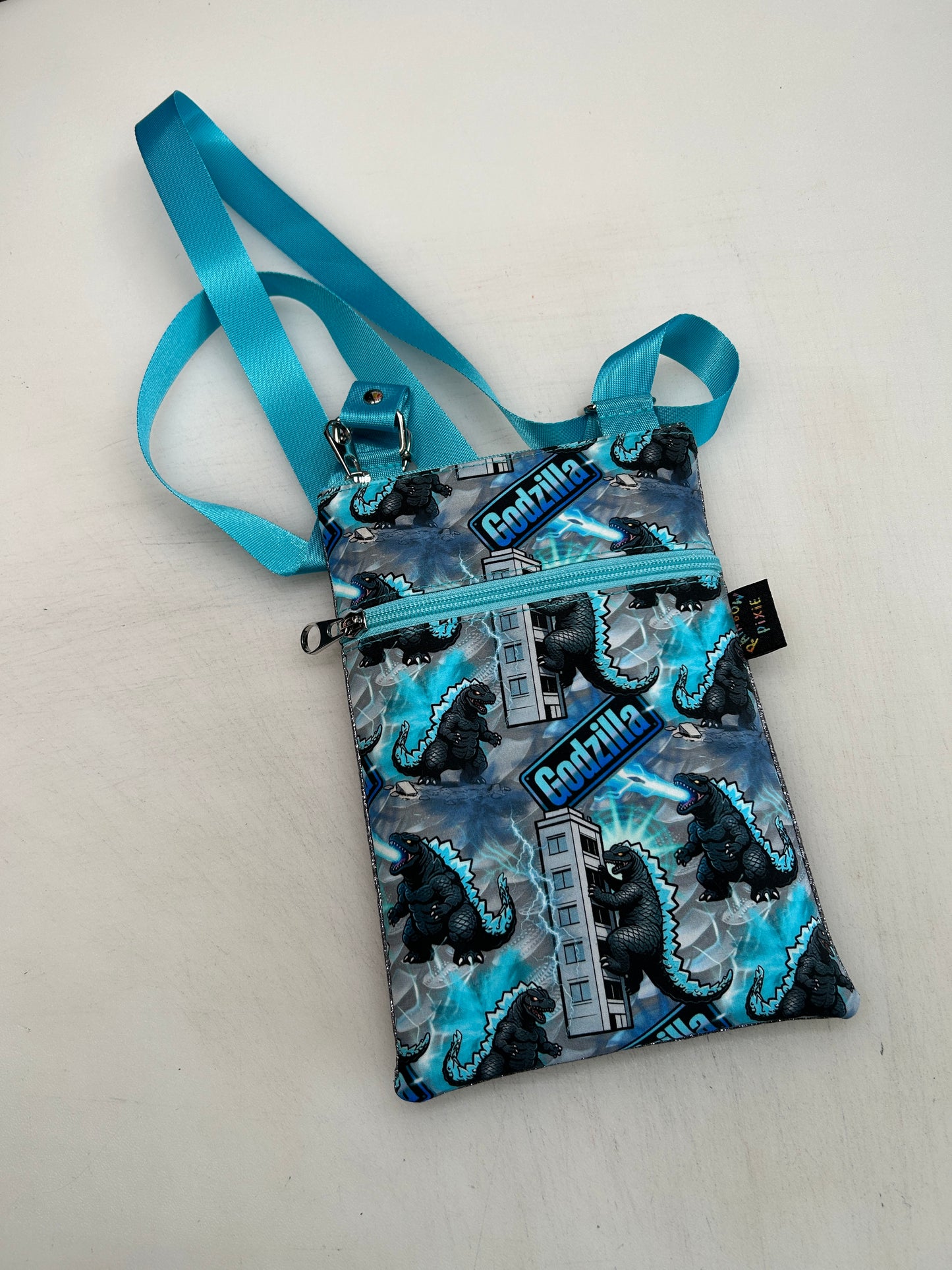Godzilla themed small crossbody bag