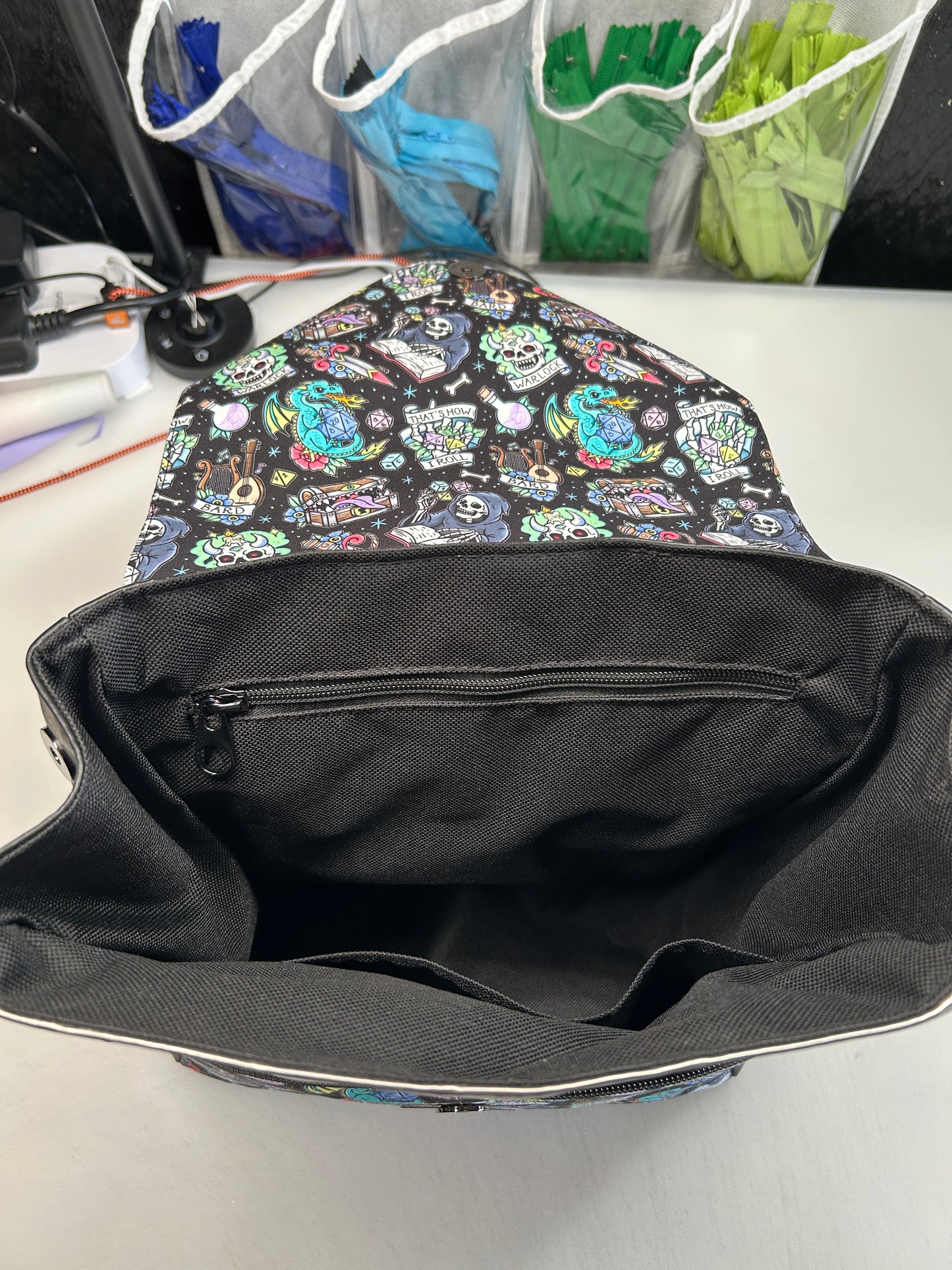 Tattoo Dice Themed expandable square backpack