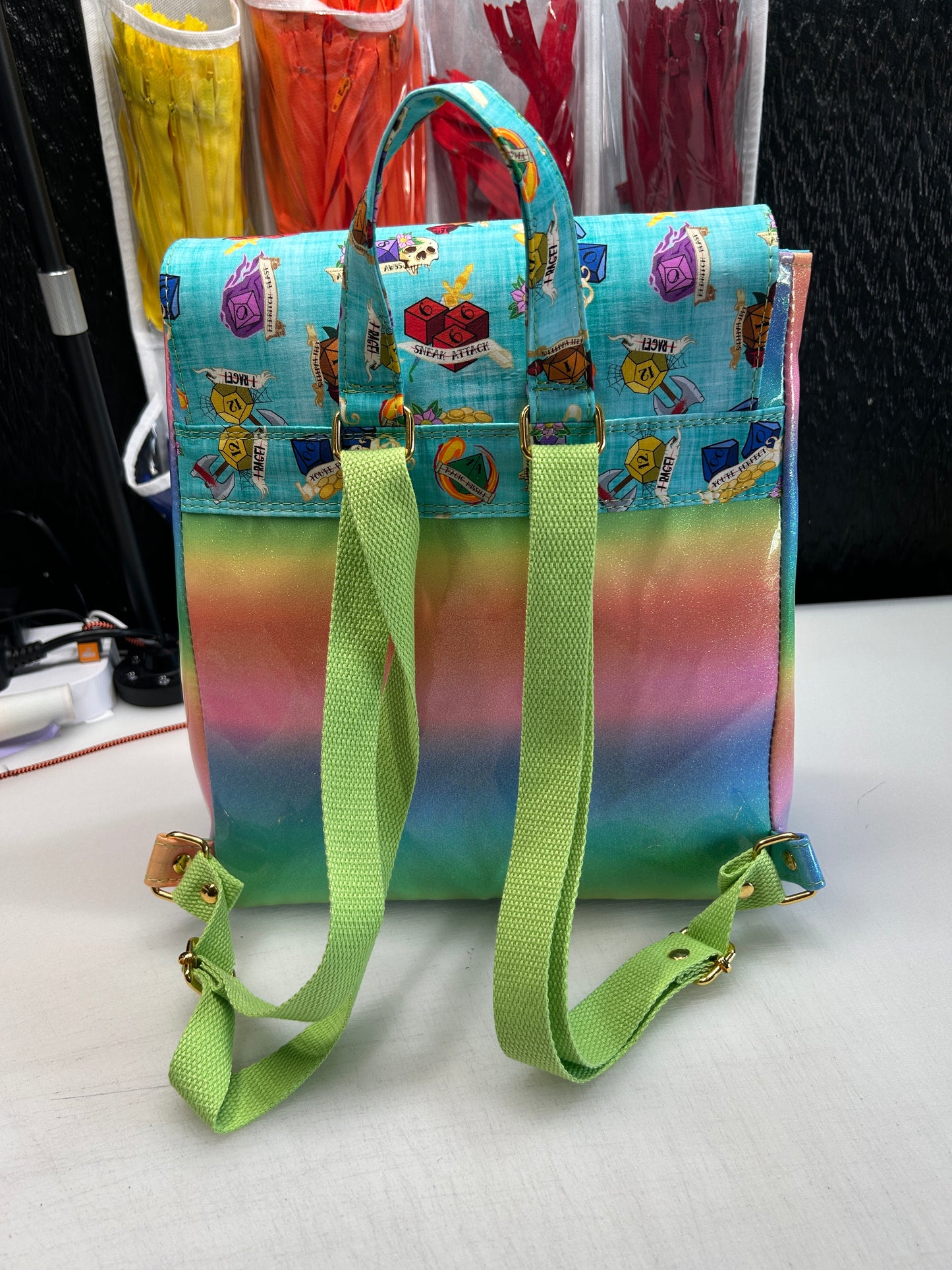 Blue Dice Themed expandable square backpack