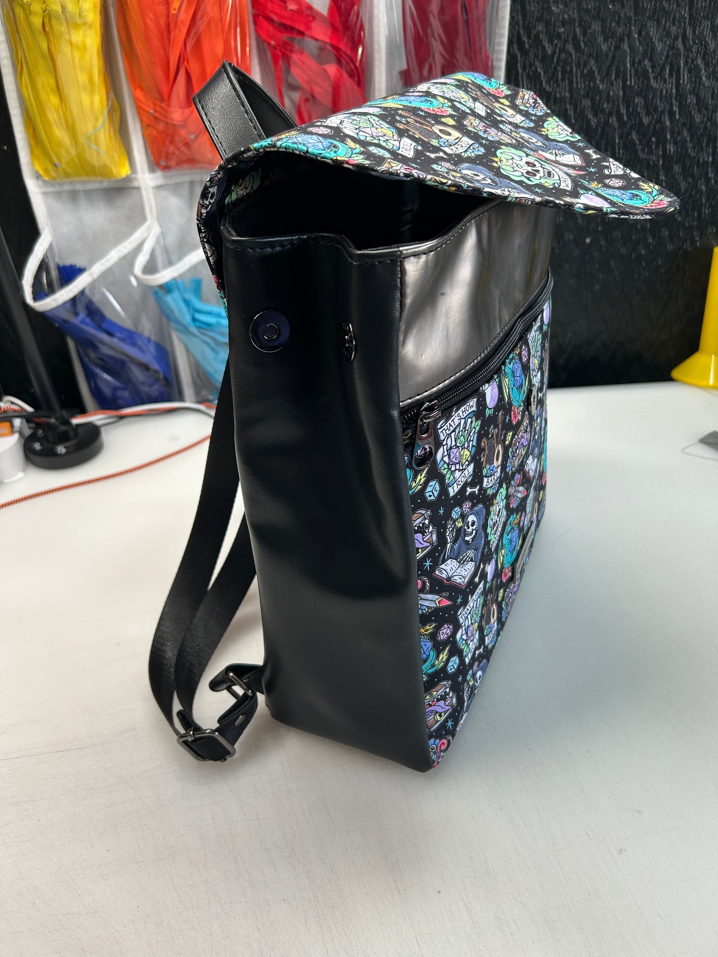 Tattoo Dice Themed expandable square backpack