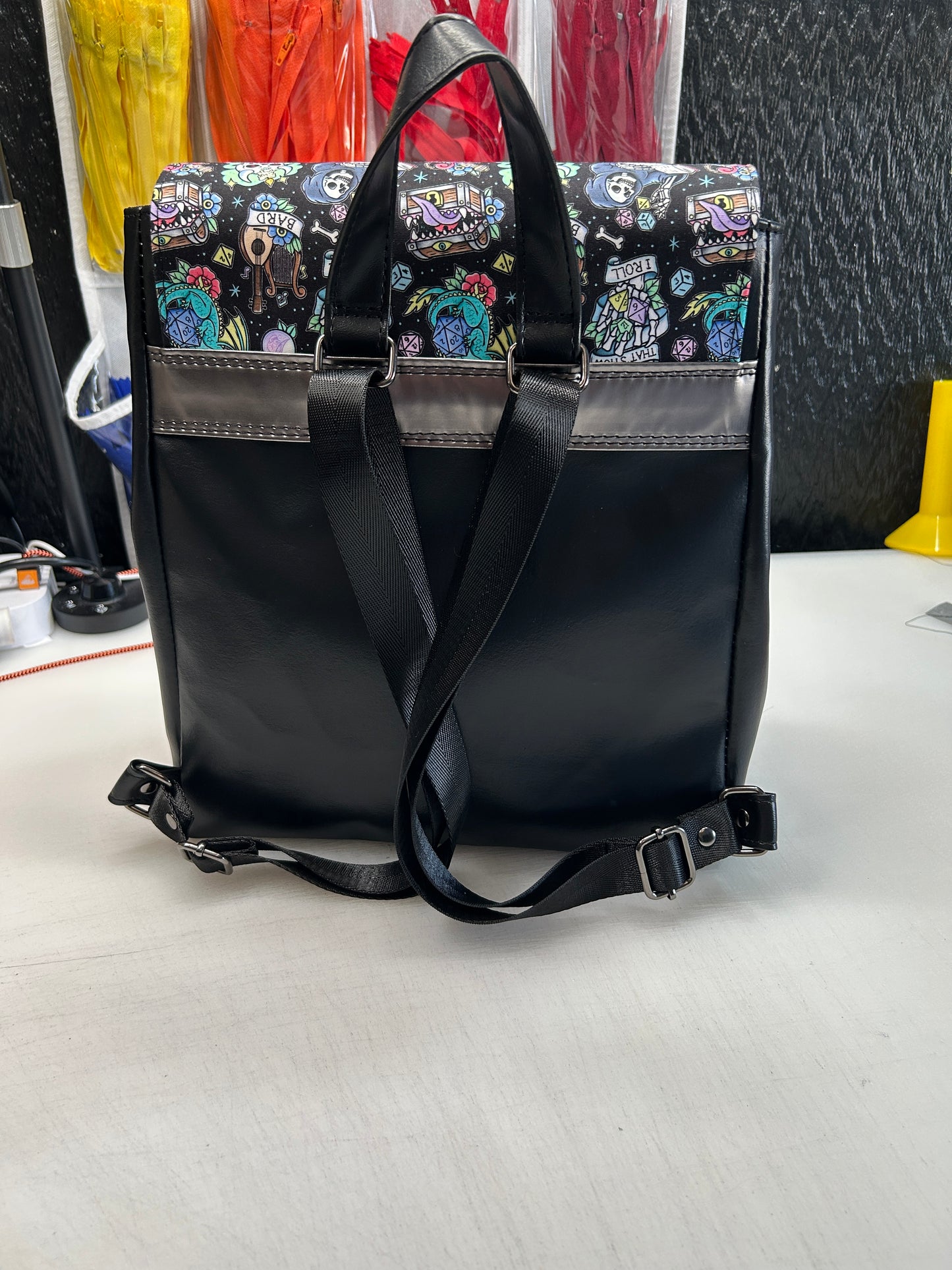Tattoo Dice Themed expandable square backpack