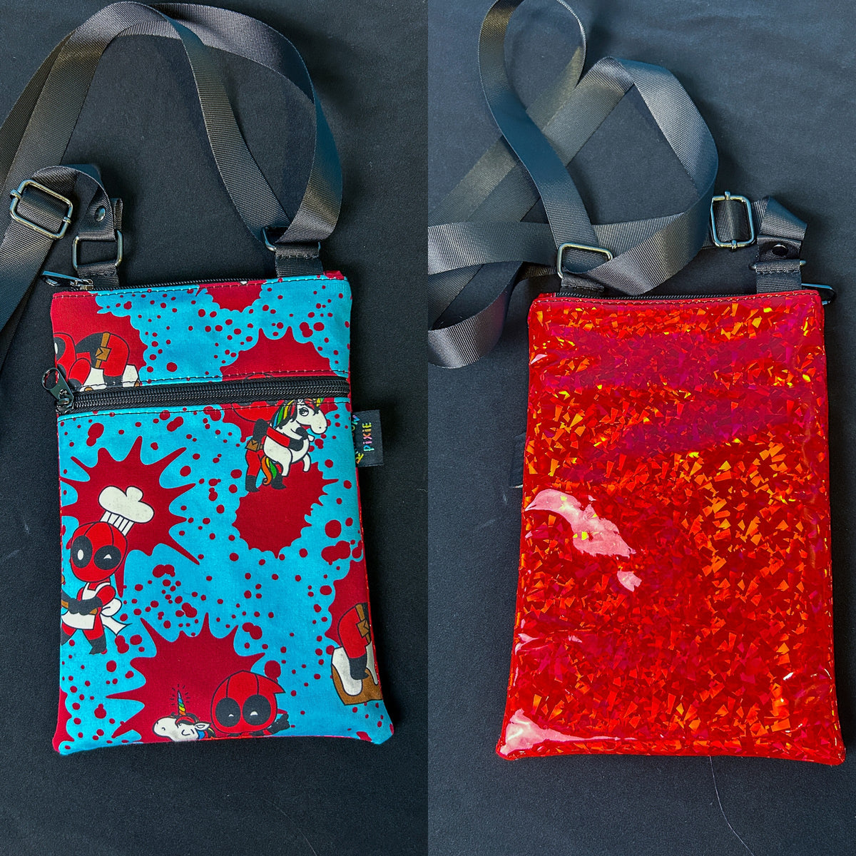 Deadpool Small Crossbody Bag — Red holographic back