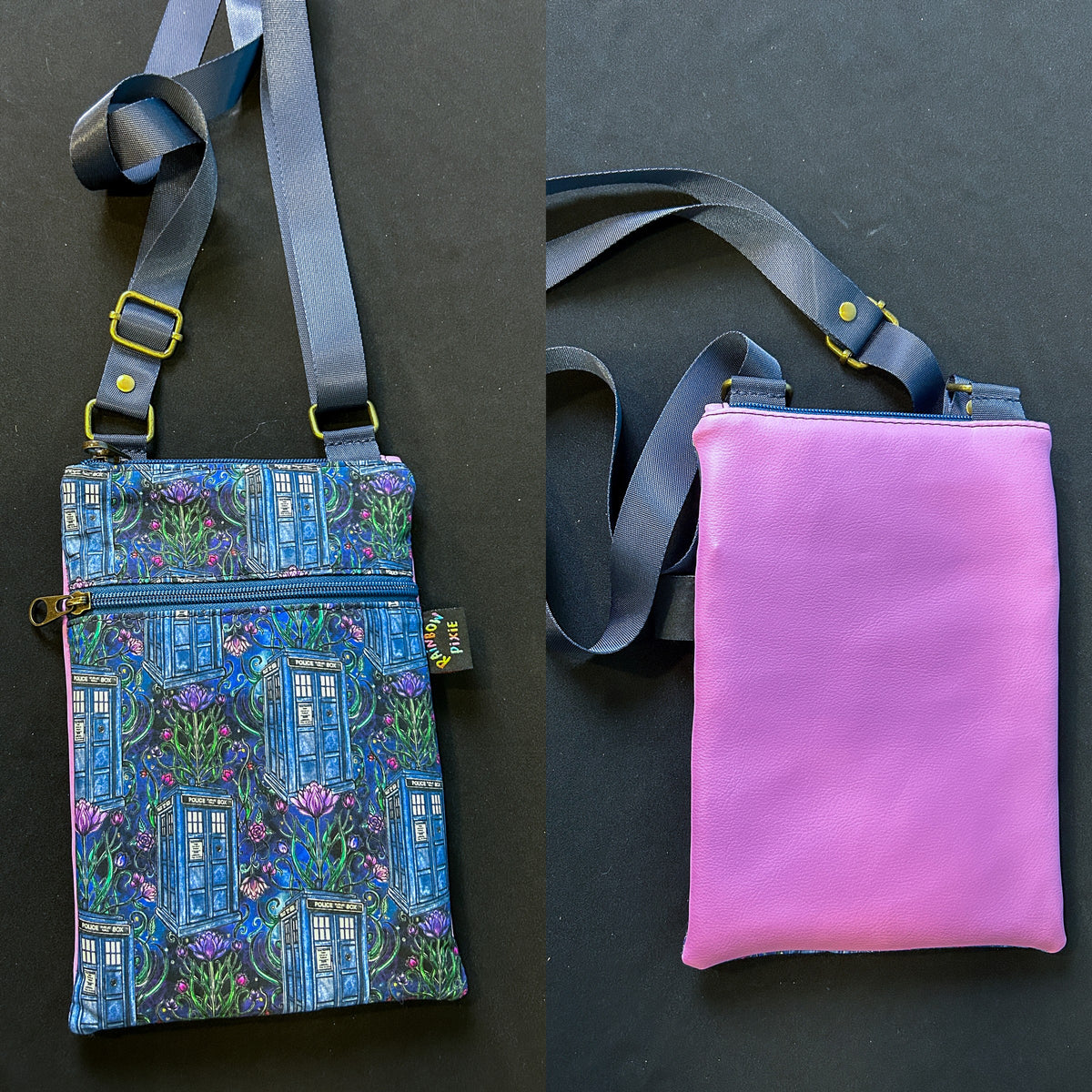 Floral Tardis Small Crossbody Bag — Lilac Back