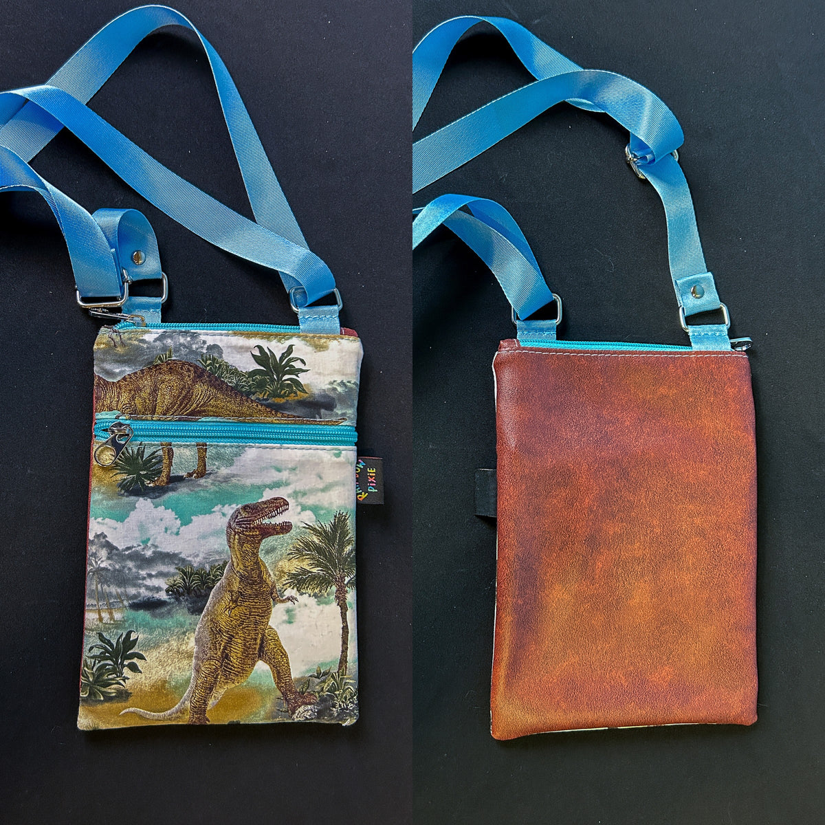Dinosaur Small Crossbody Bag — Brown Back