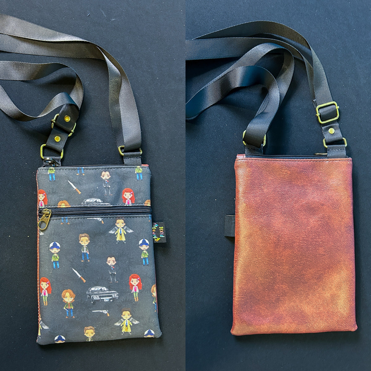 Supernatural Chibi Small Crossbody Bag — Brown Back