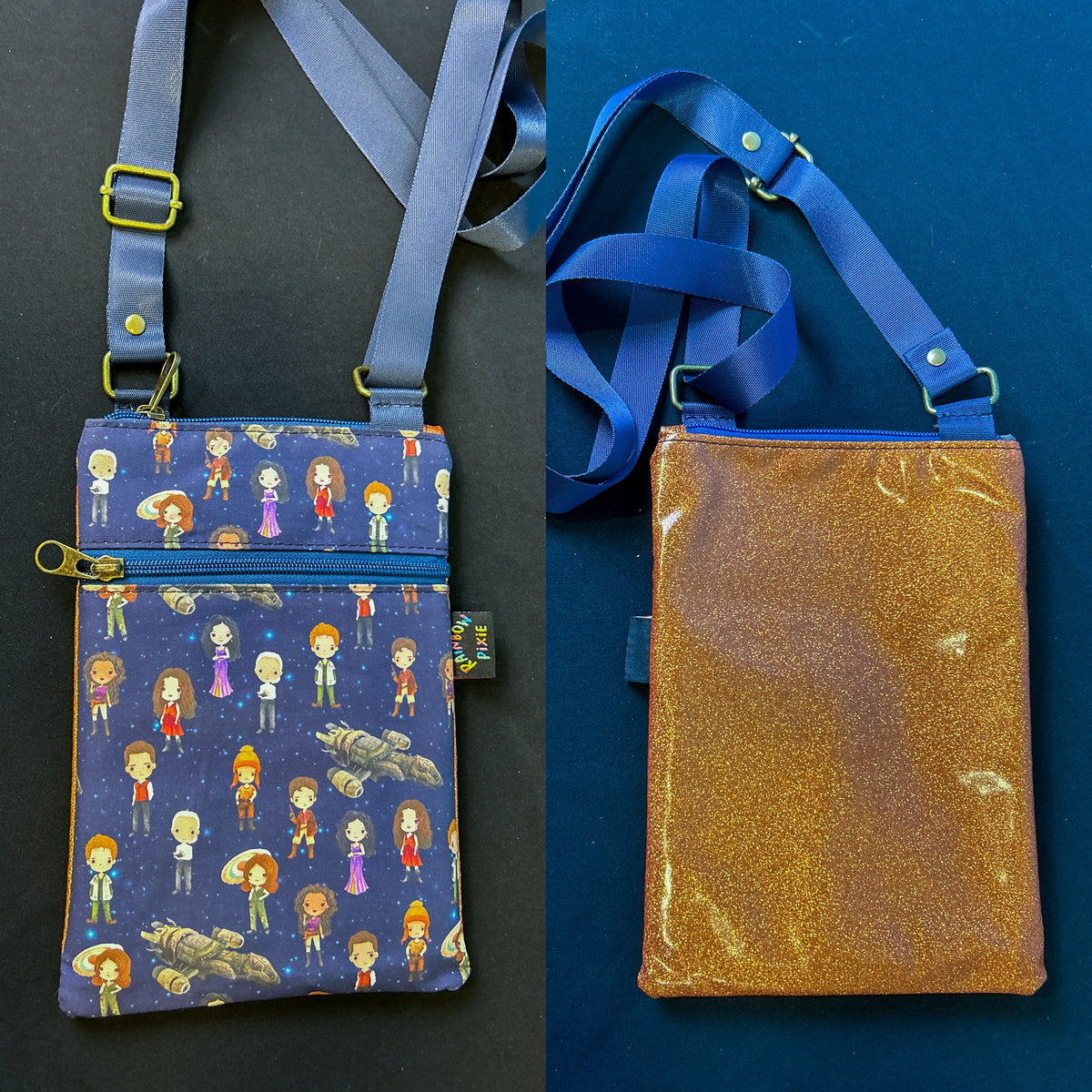 Firefly Small Crossbody Bag — Orange Glitter Back