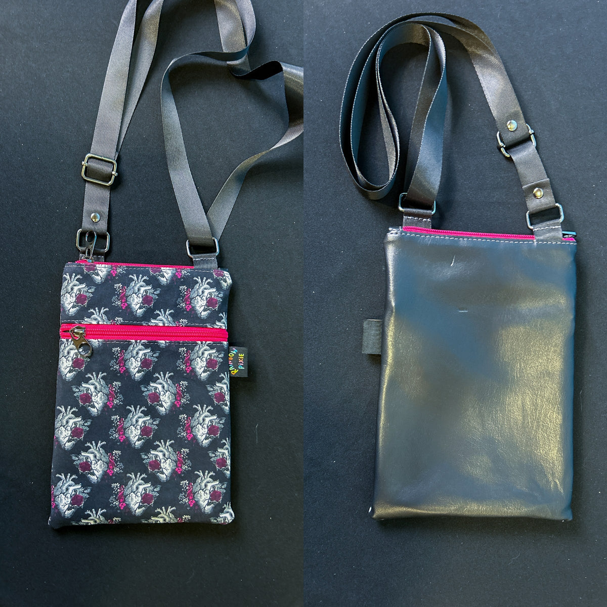 Gothic Hearts Small Crossbody Bag — Black Back