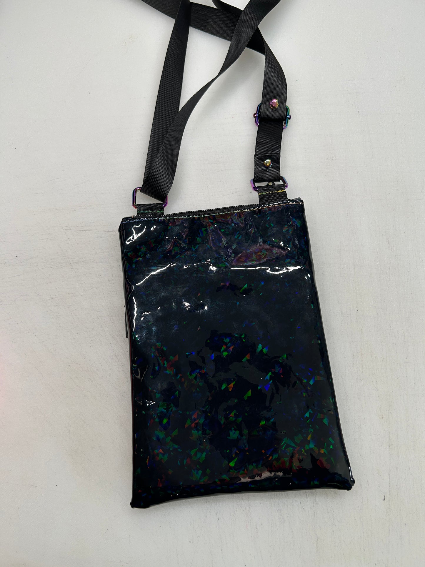 Neon cat themed small crossbody bag