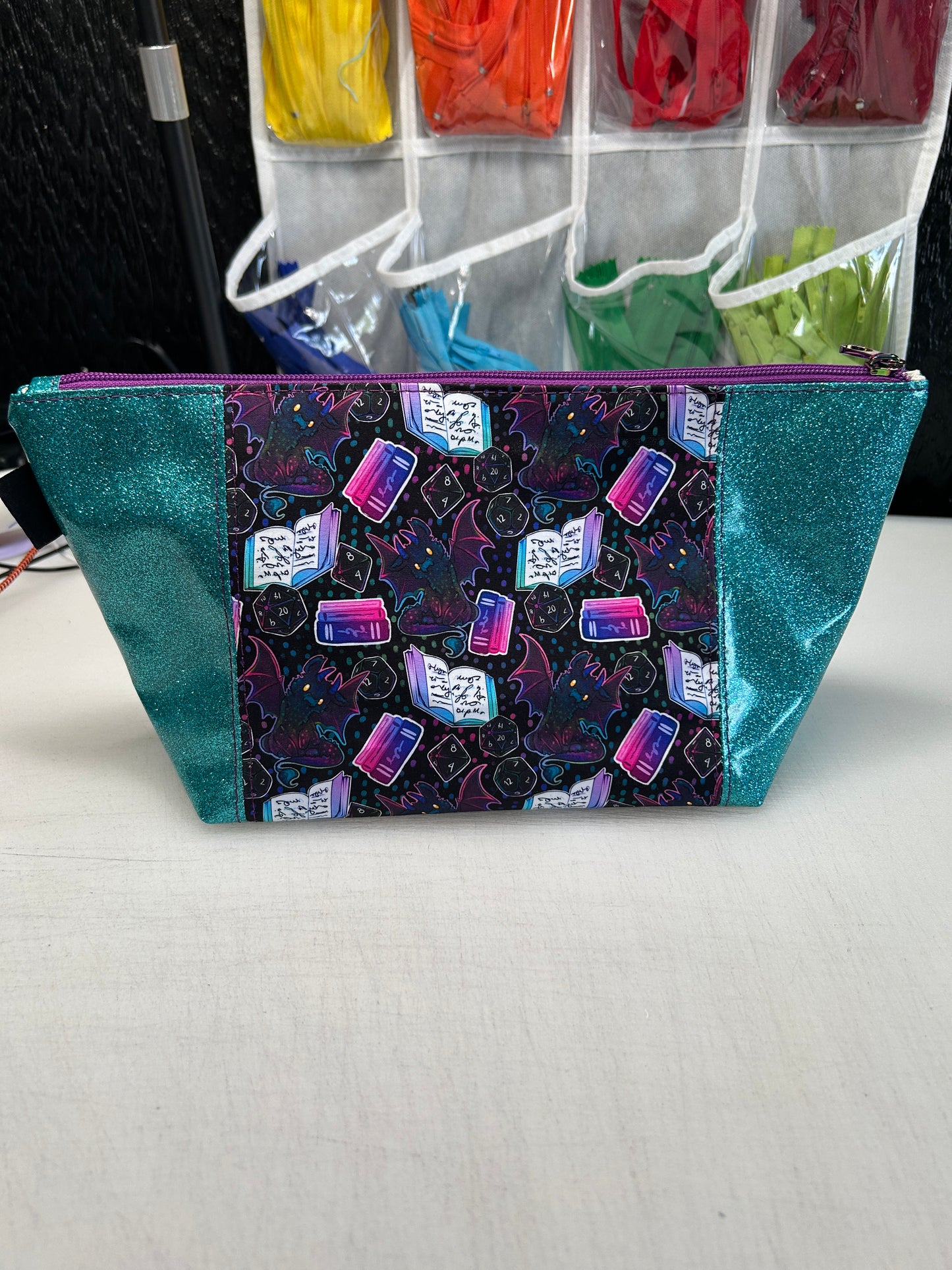 Dice and dragon themed Toiletry bag