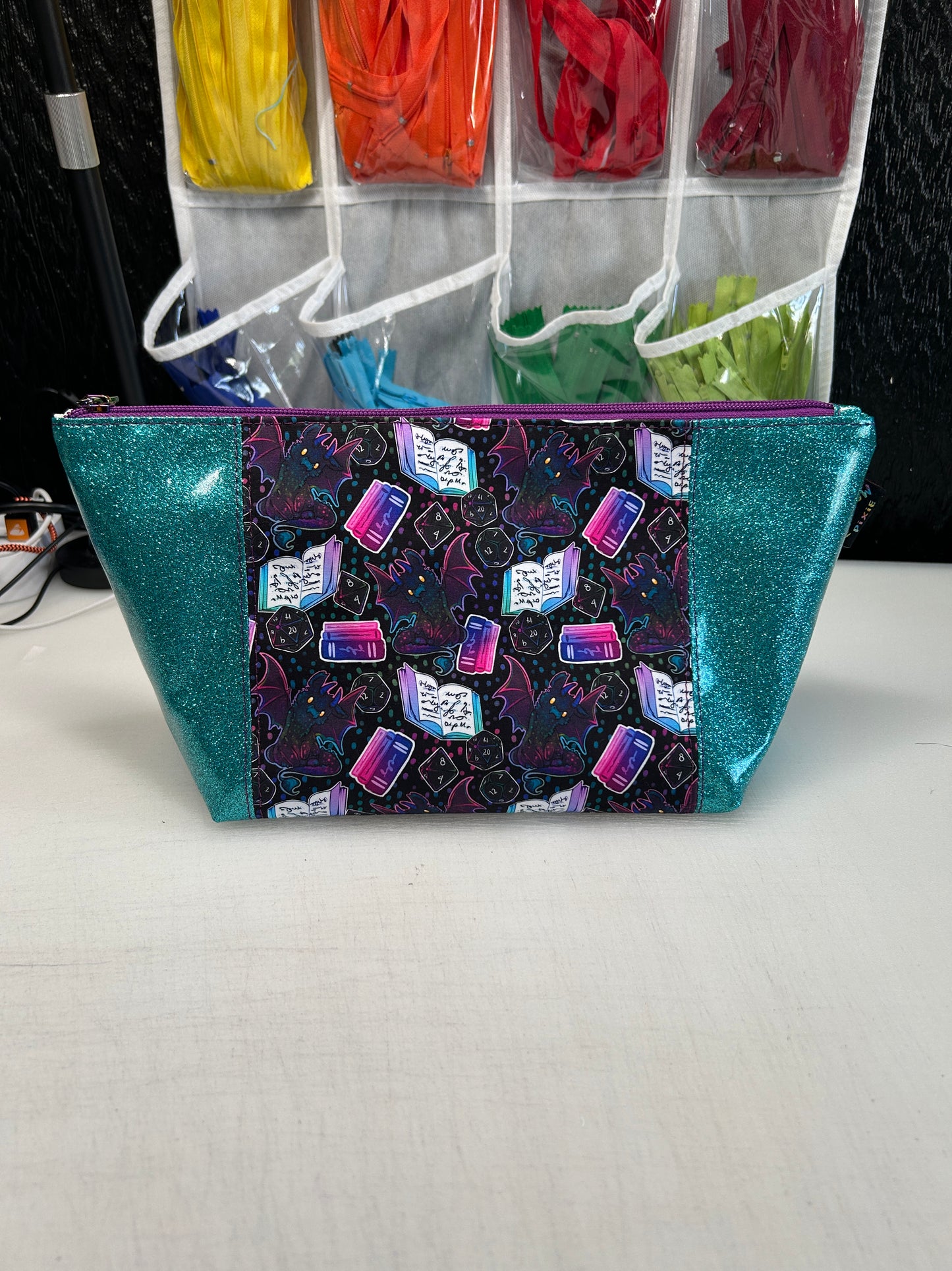 Dice and dragon themed Toiletry bag