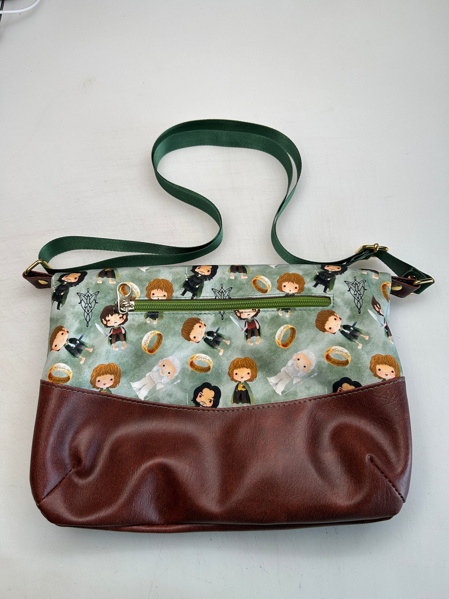 Lord of the Rings Themed foldover crossbody bag with brown bottom (Copy)