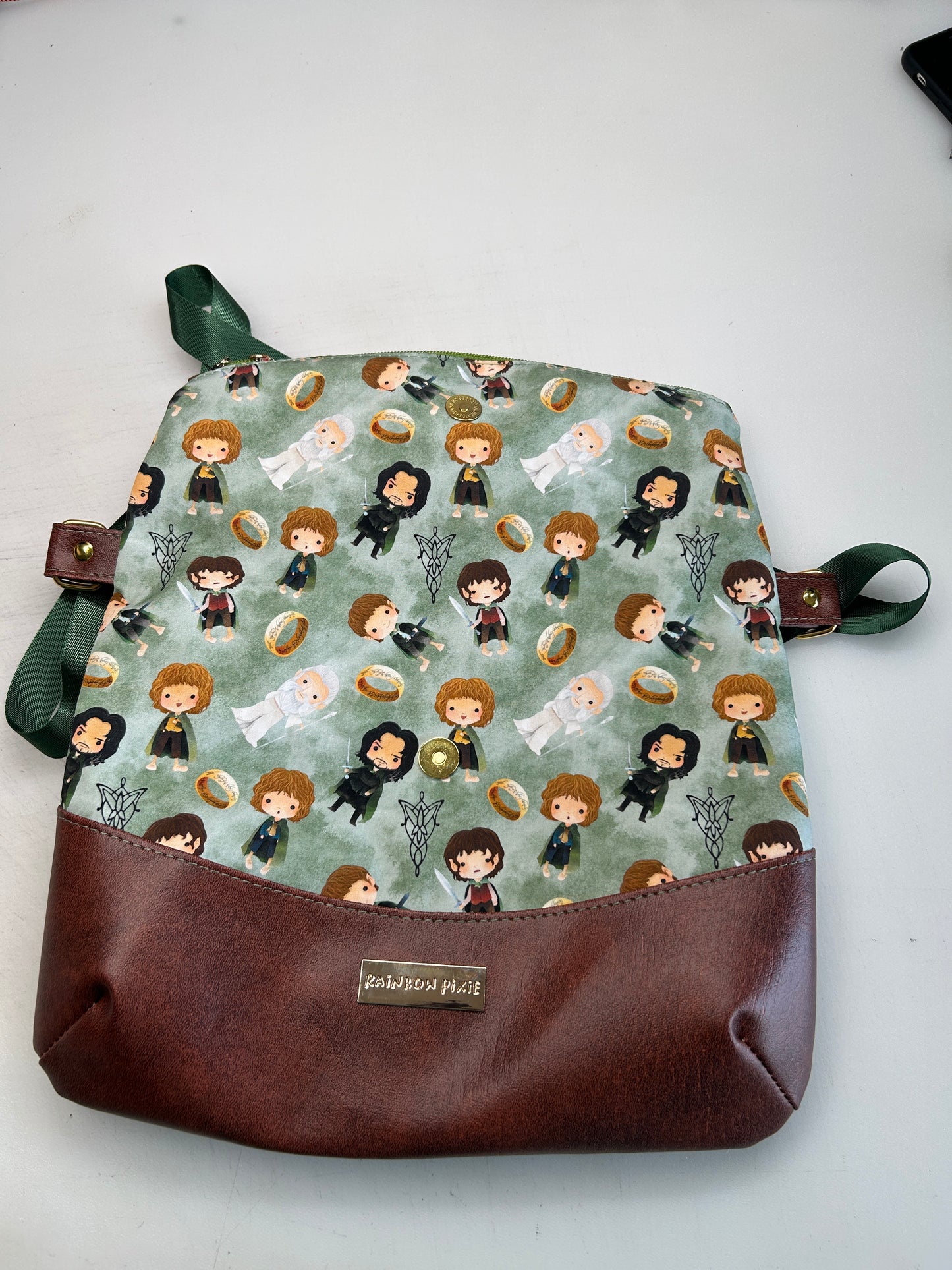 Lord of the Rings Themed foldover crossbody bag with brown bottom (Copy)