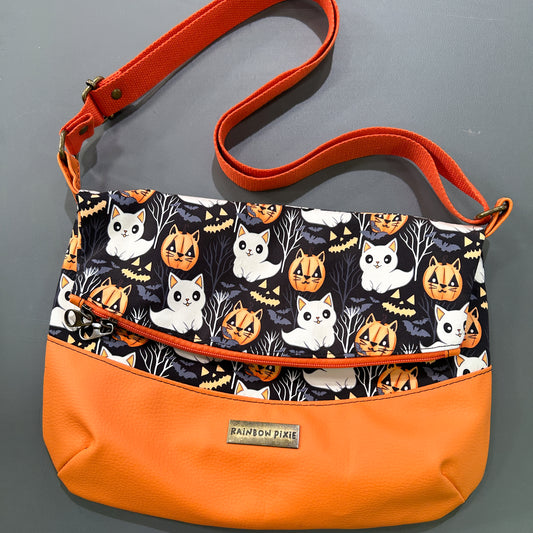 Ghost and Pumpkin Kitty foldover crossbody bag - image 1