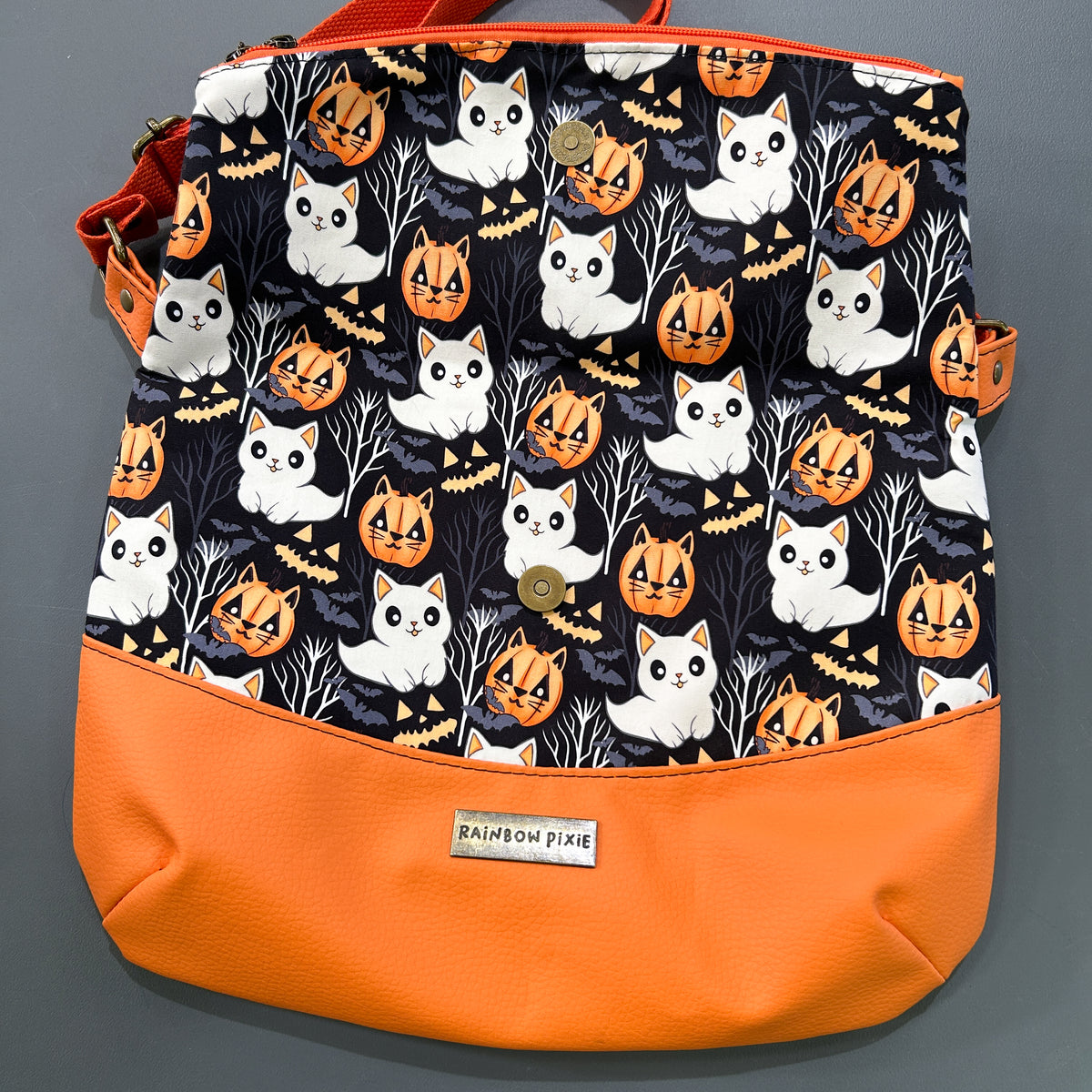 Ghost and Pumpkin Kitty foldover crossbody bag - image 2