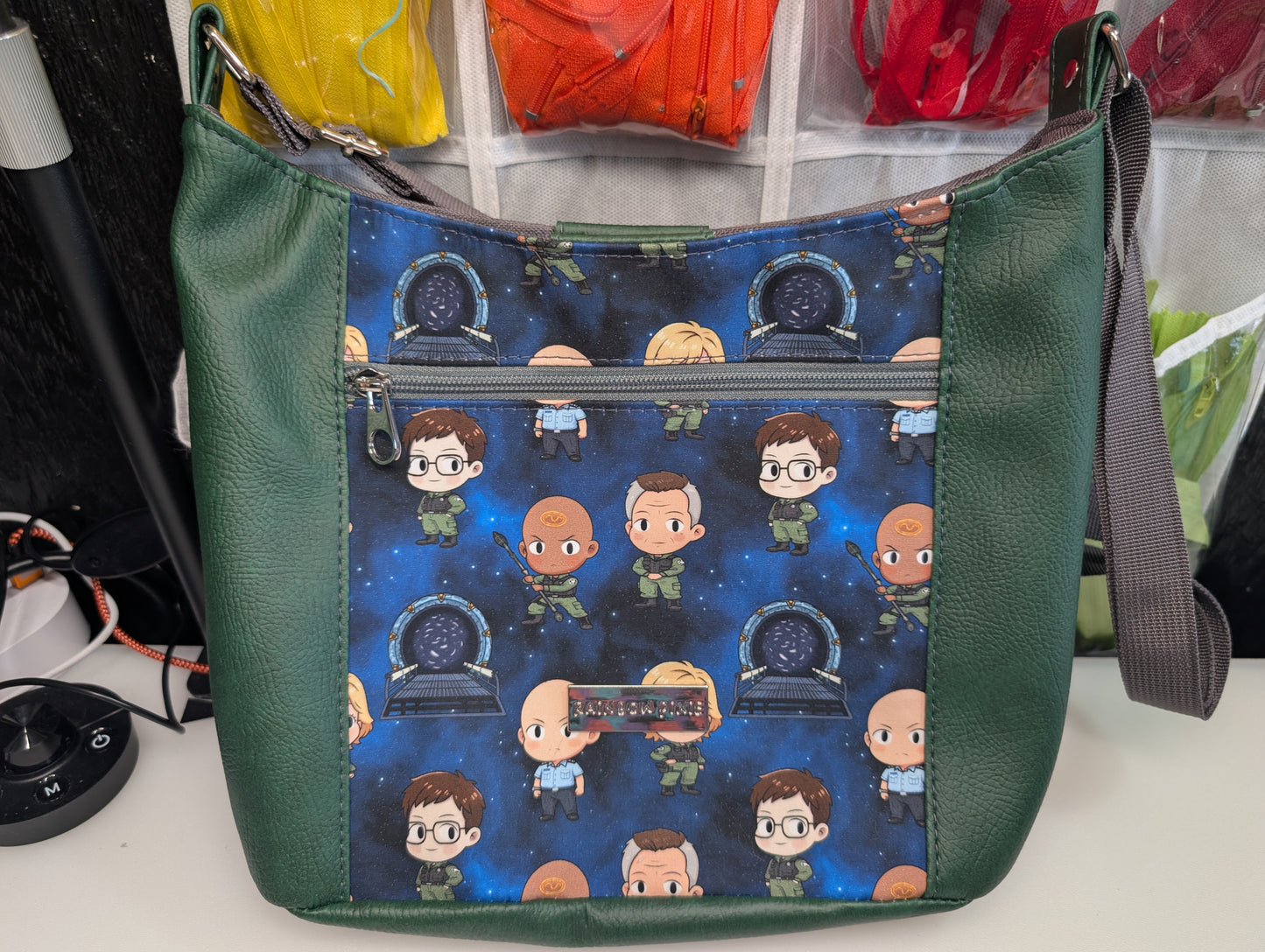 Stargate themed cross body hobo bag