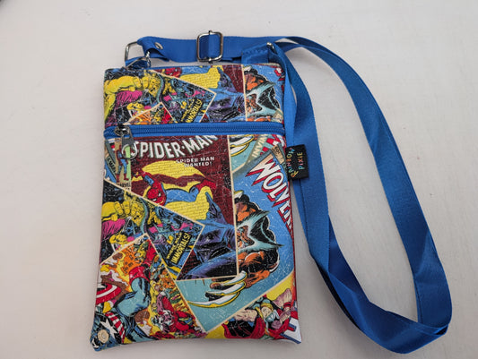 Marvel themed small crossbody bag with red glitter Back