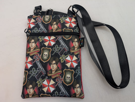 Resident Evil themed small crossbody bag with red glitter Back