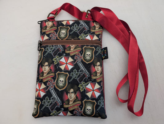 Resident Evil themed small crossbody bag with dark red Back