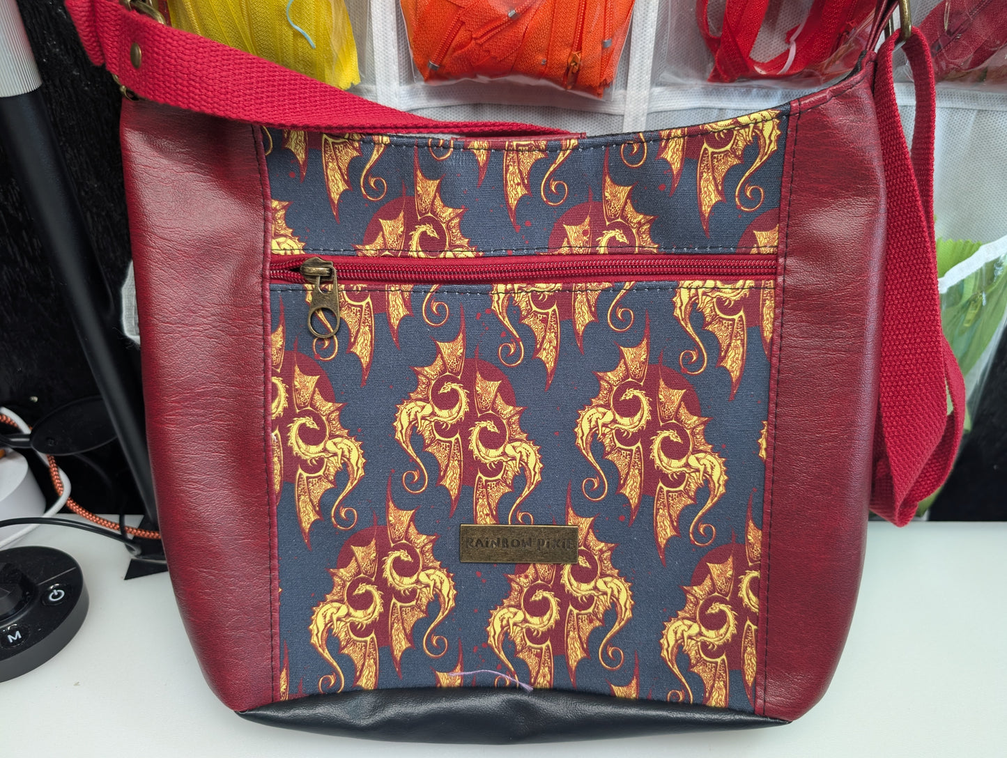 Fire Dragons cross body hobo bag
