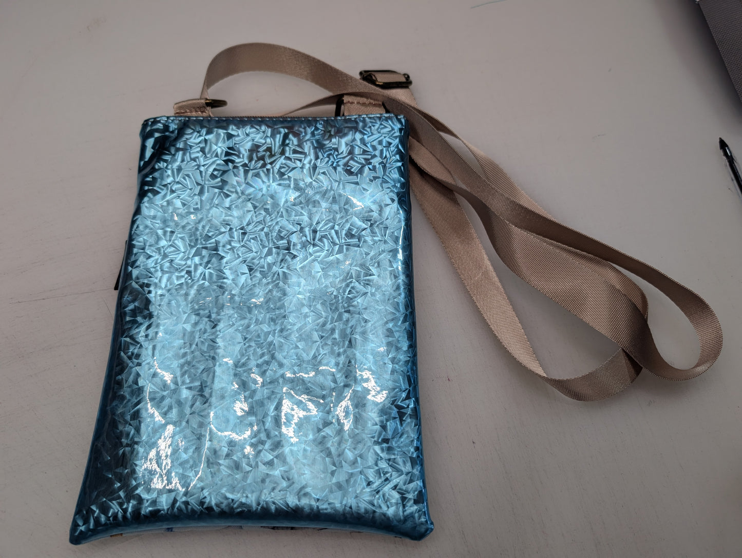 Sherlock themed small crossbody bag with brown Back