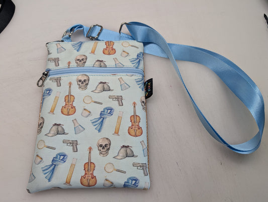 Sherlock themed small crossbody bag with gold glitter Back