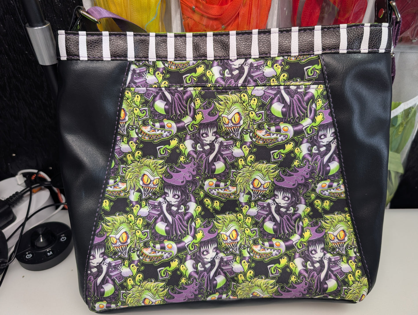 Beetlejuice themed Double zip Handbag
