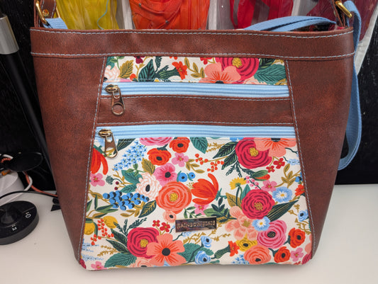 floral themed Double zip Handbag