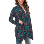 Load image into Gallery viewer, Blue Roses and cobweb All-Over Print waterfall cardigan
