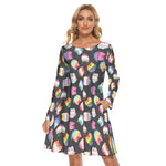 Load image into Gallery viewer, Pride watercolour cats All over print women's crew dress with pockets