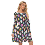 Load image into Gallery viewer, Pride watercolour cats All over print women's crew dress with pockets