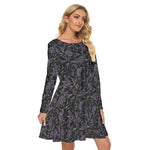 Load image into Gallery viewer, Purple Roses and cobwebs All over print women's crew dress with pockets