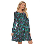 Load image into Gallery viewer, Neon cats All over print women's crew dress with pockets