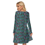 Load image into Gallery viewer, Neon cats All over print women's crew dress with pockets