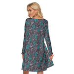 Load image into Gallery viewer, Blue Roses and cobweb All-Over Print women&#39;s crew dress with pockets

